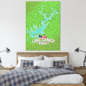 Lake Lanier Georgia Map Canvas Afdruk (Insitu (Slaapkamer))