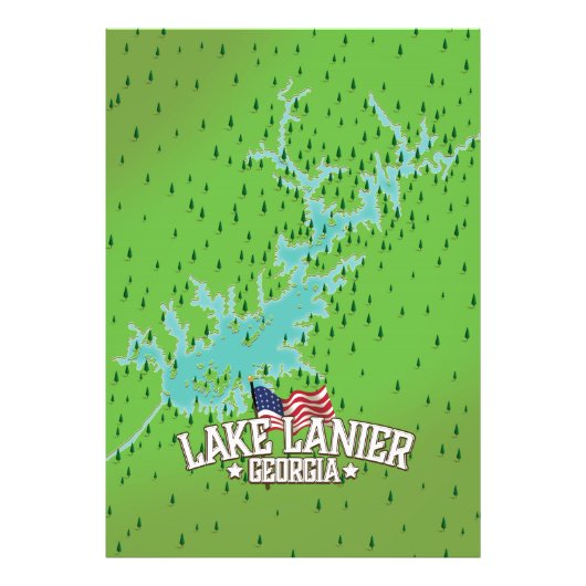 Lake Lanier Georgia Map Foto Afdruk (Voorkant)