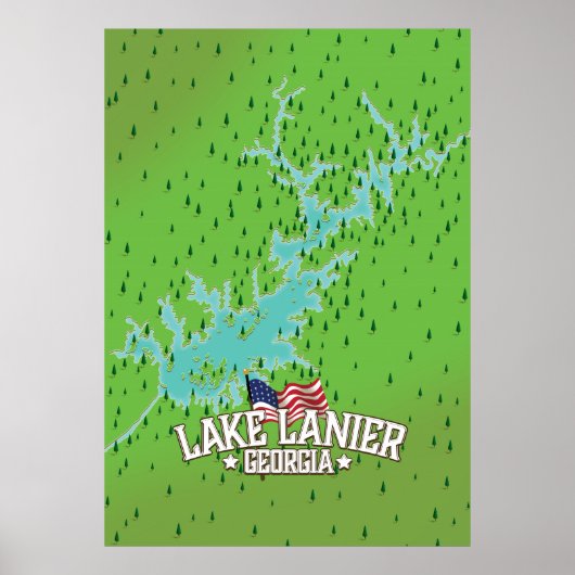 Lake Lanier Georgia Map Poster (Voorkant)