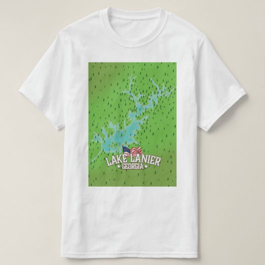 Lake Lanier Georgia Map T-shirt (Design voorkant)