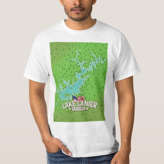 Lake Lanier Georgia Map T-shirt (Voorkant)