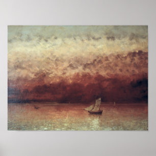 Lake Leman met Setting Sun, c.1876 Poster