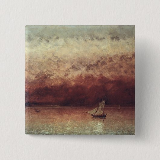 Lake Leman met Setting Sun, c.1876 Vierkante Button 5,1 Cm (Voorkant)