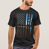 Lake Life American Flag Dock Sunset Power Boat Wak T-shirt (Voorkant)
