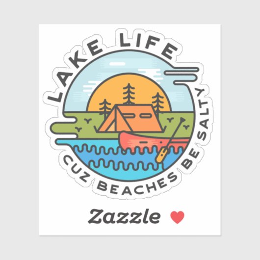 Lake Life Beach Funny Camping | Afgesneden Sticker (Vel)