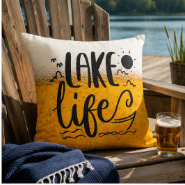Lake Life Beer Funny Lake House Cushion for Cabin Kussen