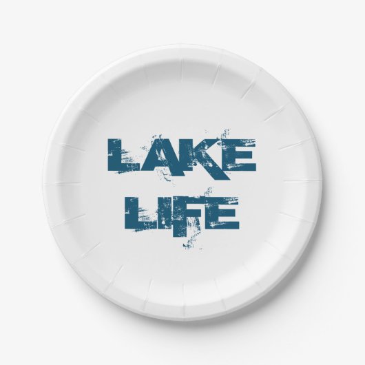 Lake Life Blue Typografie Papieren Bordje (Voorkant)