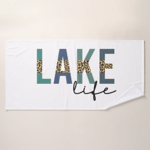 Lake Life Cheetah Print Typografie Badhanddoek