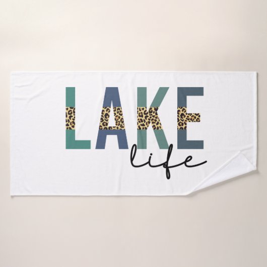 Lake Life Cheetah Print Typografie Badhanddoek (Badhanddoek)