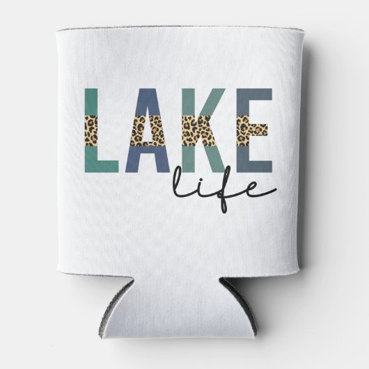 Lake Life Cheetah Print Typografie Blikjeskoeler (Voorkant)