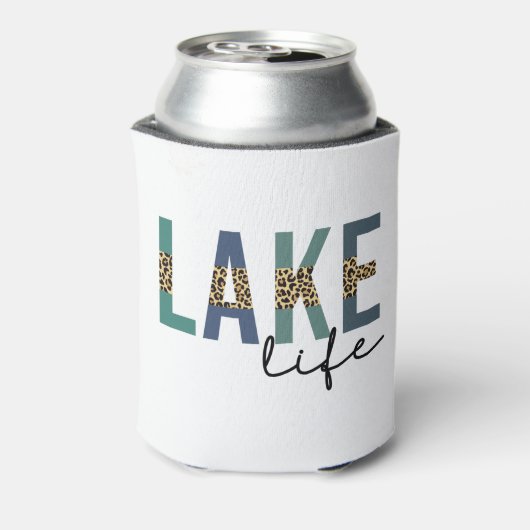 Lake Life Cheetah Print Typografie Blikjeskoeler (Blikje Achterkant)