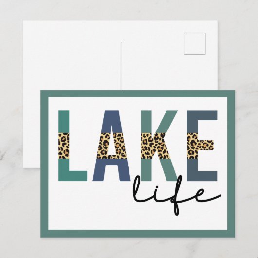Lake Life Cheetah Print Typografie Briefkaart (Voorkant / Achterkant)