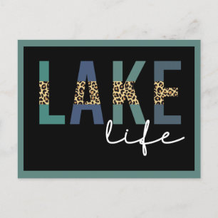 Lake Life Cheetah Print Typografie Briefkaart