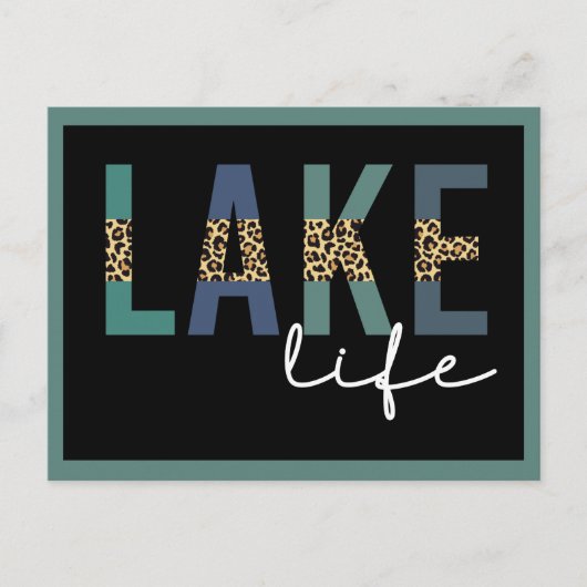 Lake Life Cheetah Print Typografie Briefkaart (Voorkant)