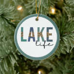 Lake Life Cheetah Print Typografie Keramisch Ornament<br><div class="desc">Lake Life Cheetah Print typografie geschenken!</div>