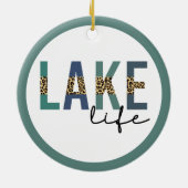 Lake Life Cheetah Print Typografie Keramisch Ornament (Achterkant)