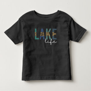 Lake Life Cheetah Print Typografie Kinder Shirts