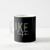 Lake Life Cheetah Print Typografie Koffiemok (Voorkant links)
