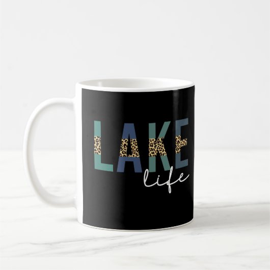Lake Life Cheetah Print Typografie Koffiemok (Links)