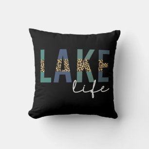 Lake Life Cheetah Print Typografie Kussen