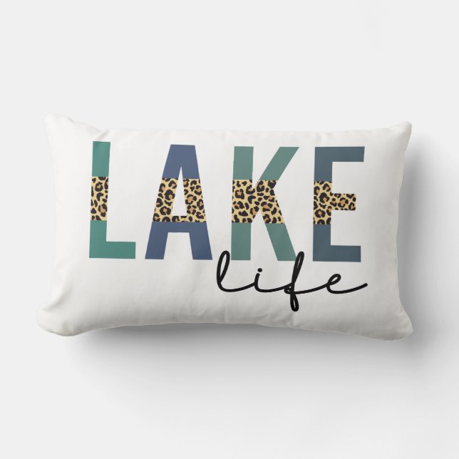 Lake Life Cheetah Print Typografie Kussen (Voorkant)