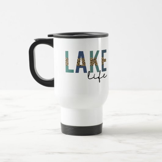 Lake Life Cheetah Print Typografie Reisbeker (Links)