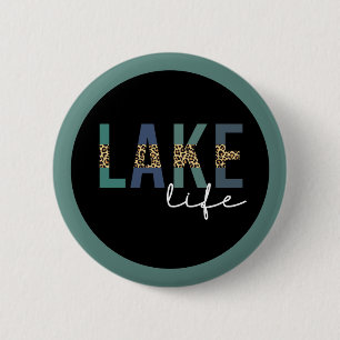 Lake Life Cheetah Print Typografie Ronde Button 5,7 Cm