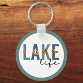 Lake Life Cheetah Print Typografie Sleutelhanger (Voorkant)