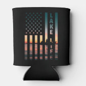 Lake Life Fisherman Sunset American Flag Bass Fish Blikjeskoeler (Achterkant)
