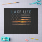 Lake Life Fisherman Sunset American Flag Bass Fish Tissuepapier (Craft)