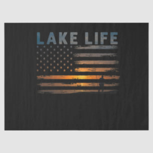 Lake Life Fisherman Sunset American Flag Bass Fish Tissuepapier