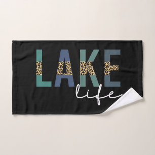 Lake Life Happy Place Cheetah Print Typografie Handdoek