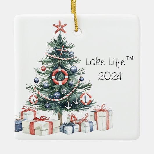 Lake Life Nautical Christmas Tree Ornament 2024 (Voorkant)