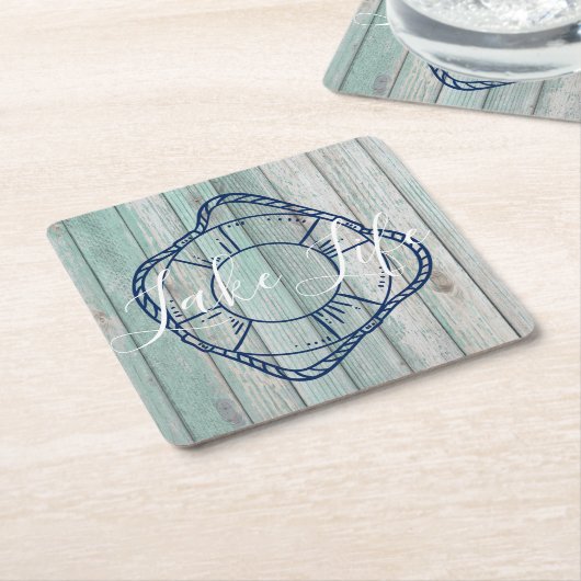 Lake Life & Preserver Blue Wood Kartonnen Onderzetters (Schuin)