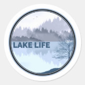 Lake Life Reflection Ronde Sticker (Voorkant)