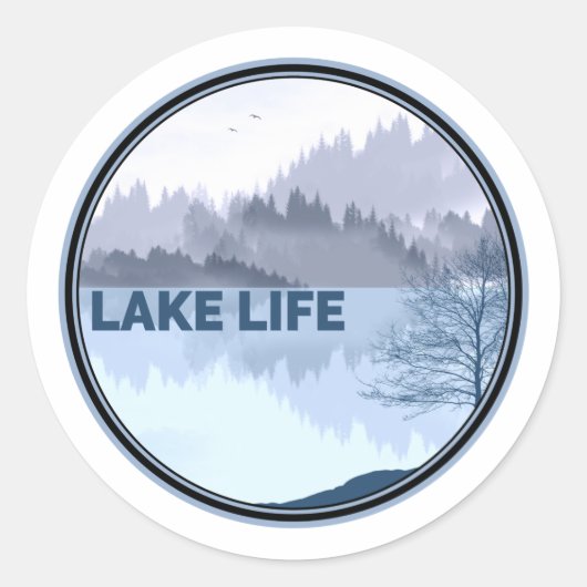 Lake Life Reflection Ronde Sticker (Voorkant)