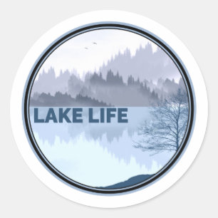 Lake Life Reflection Ronde Sticker