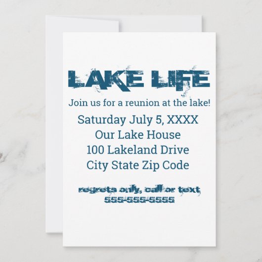 Lake Life Reunion Kaart (Voorkant)
