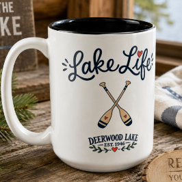 Lake Life Roeien Deerwood Lake Tweekleurige Koffiemok
