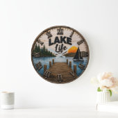 Lake Life Rustic Dock Lake House & Cabin Sunset Grote Klok (Huis)