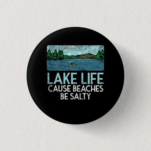 Lake Life Salty Beaches Ronde Button 3,2 Cm (Voorkant)