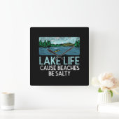 Lake Life Salty Beaches Vierkante Klok (Huis)