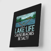 Lake Life Salty Beaches Vierkante Klok (Hoek)