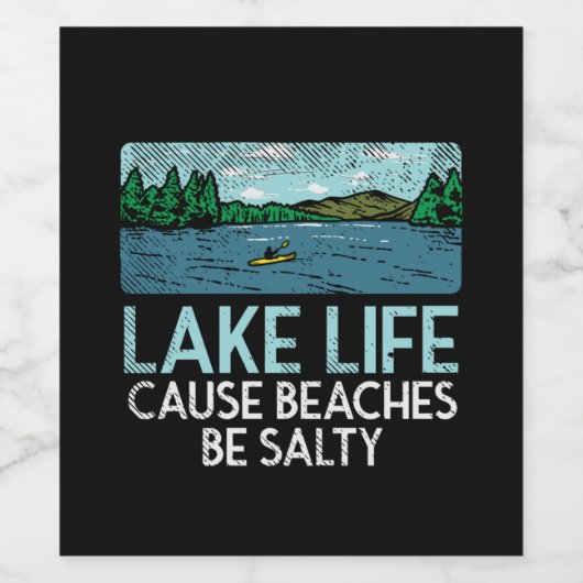 Lake Life Salty Beaches Wijn Etiket (Enkel label)