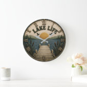 Lake Life Sunset Dock Rustic Lake House Grote Klok (Huis)