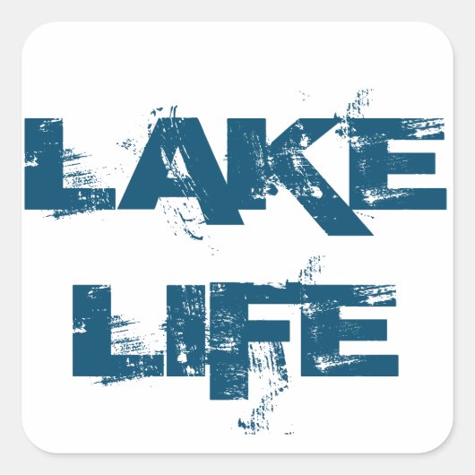 Lake Life Verweerd Blauw lettertype Vierkante Sticker (Voorkant)