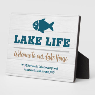 Lake Life Welcome to Our Lake House WIFI-teken Fotoplaat