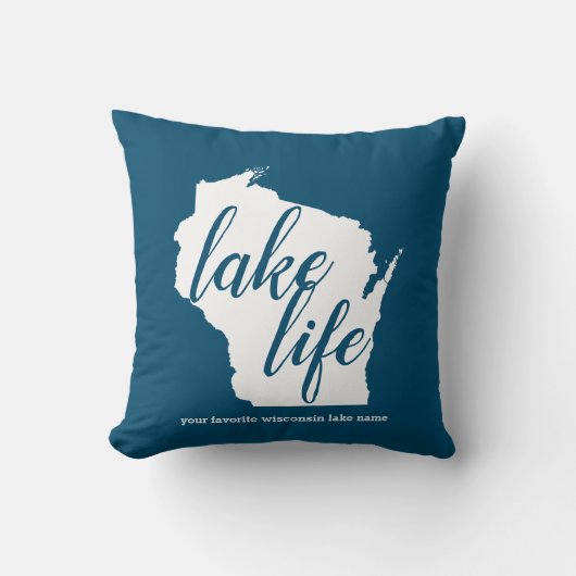 Lake Life Wisconsin Customize Lake Name Kussen (Voorkant)