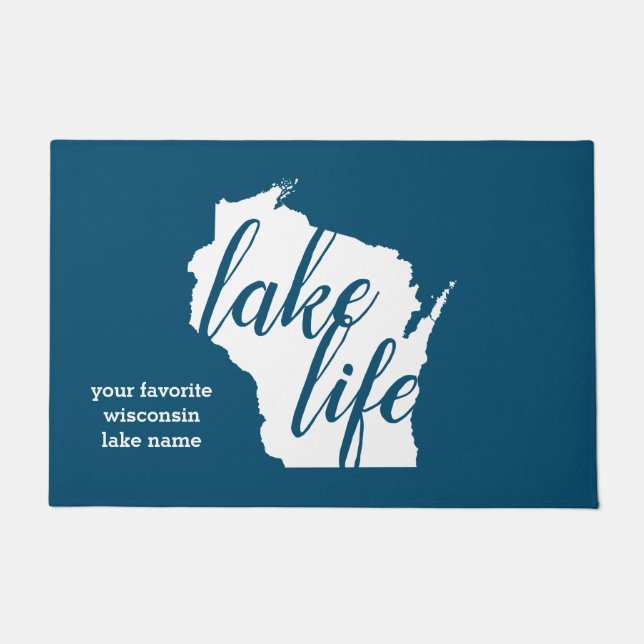 Lake Life Wisconsin Gepersonaliseerd Lake Name Deurmat (Voorkant)