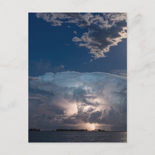 Lake Lightning Thunderstorm Cell en Full Moon Briefkaart (Voorkant)